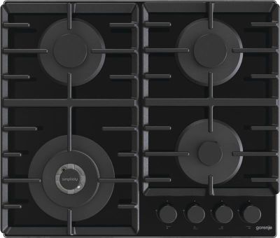 Варильна поверхня Gorenje газова на склі, 60см, чавун, чорний