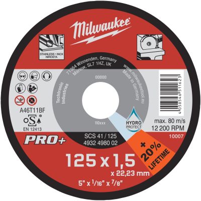 Диск відрізний Milwaukee Pro+ SCS41 по металу, 125х1.5х22.2мм