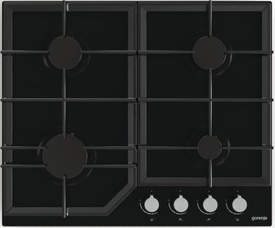 Варильна поверхня Gorenje газова на склі, 60см, чавун, чорний
