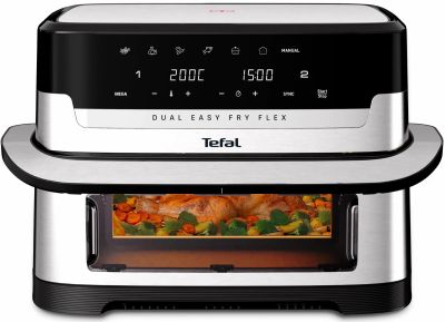 Мультипіч Tefal Dual Easy Fry Flex, 2700Вт, чаша-5.5+3.5л, сенсорне керув., з віконцем, 2 чаши, грил