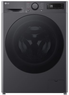 Пральна машина LG фронтальна, 9кг, 1200, A, 48см, дисплей, пара, інвертор, чорний