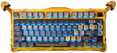 Клавіатура механічна GravaStar Mercury K1 Pro 80keys, GravaStar x Kailh Speedy Mint, BT/WL/USB, жовт