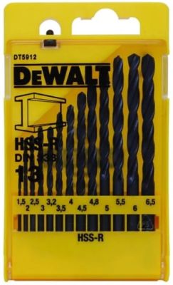 Набір свердел по металу DeWalt HSS-R, 1.5-6.5мм, кейс, 13шт
