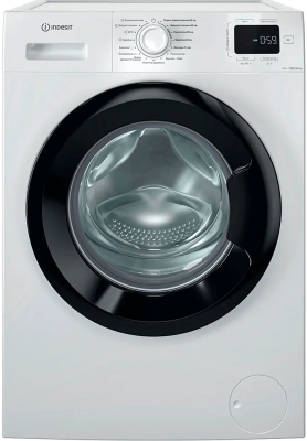 Пральна машина Indesit фронтальна, 7кг, 1200, A, 49.6см, дисплей, пара, інвертор, люк чорний, білий