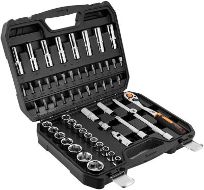 Набір інструментів Neo Tools, набір торцевих головок, 1/2", CrV, кейс, 58шт