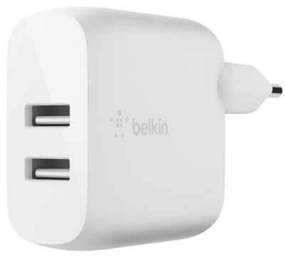 Зарядний пристрій мережевий Belkin 24Вт 2хUSB-A, білий