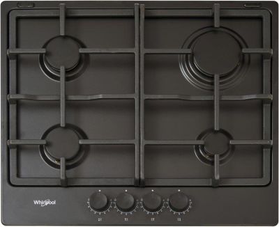 Варильна поверхня Whirlpool газова, 60см, чавун, турбо-конфорка, чорний