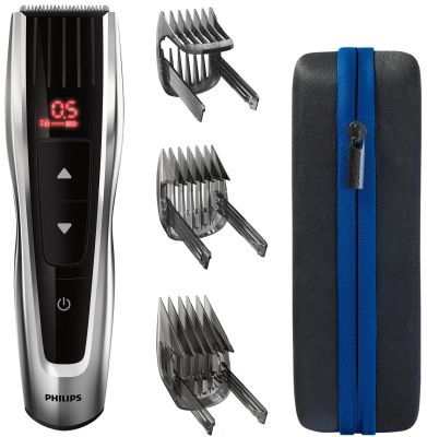 Машинка для стриження  Philips Series 9000, акум., роторний мотор, насадок-3, кейс, сталь, чорно-сір