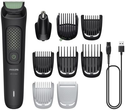 Тример Philips All-in-One Trimmer 3000 Series, для обличчя, голови, тіла, акум., насадок-9, сталь, ч