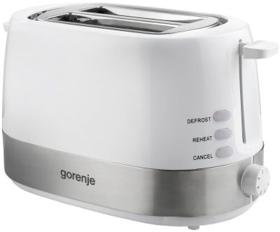 Тостер Gorenje, 850Вт, функц. розморожування, автовідключення, пластик/метал, білий
