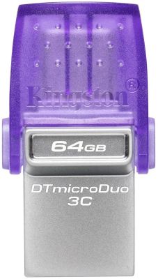Накопичувач Kingston   64GB USB 3.2 Type-A Gen1 + Type-C DT microDuo 3C R200MB/s