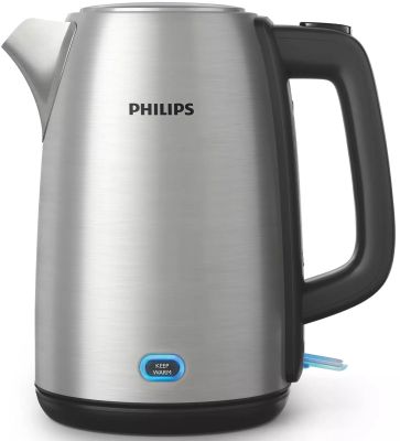 Електрочайник Philips Viva Collection 1.7л, LED підсвітка, сріблясто-чорний