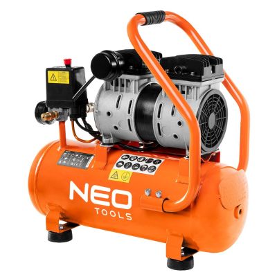Компресор повітряний Neo Tools, безолійний, 500Вт, 12л, 95л/хв, 8бар, 2-х поршневий, IP20, 17.04кг