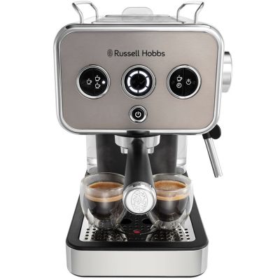 Кавоварка Russell Hobbs ріжкова Distinctions Titanium 1.1л, мелена + чалди, сріблястий