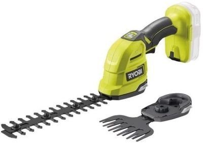 Ножиці для трави акумуляторні Ryobi ONE+ RY18GSA-0 18В + насадка кущоріз 20см крок різу 10мм 1кг без