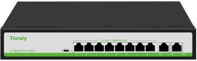 Комутатор Tiandy TC-P3S010 Spec: H/0820/AT/90, 8х10/100Mbps PoE Ports + 2х100/1000Mbps RJ45 Uplink P