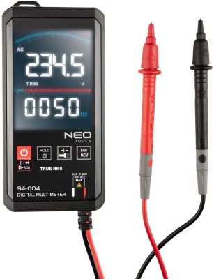 Мультиметр цифровий Neo Tools, 0-600В, рідкокристалічний дисплей з підсвіткою, сенсорний