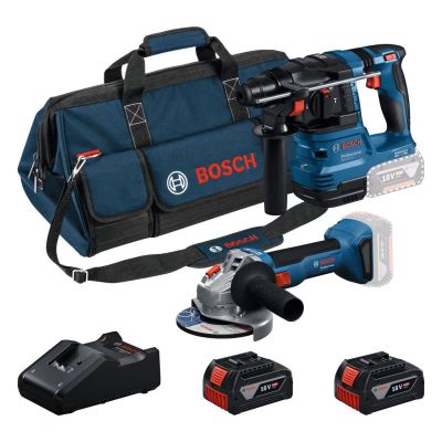 Набір із двох акумуляторних інструментів Bosch Professional 18В перфоратор GBH 18V-22, Шліфмашина ку