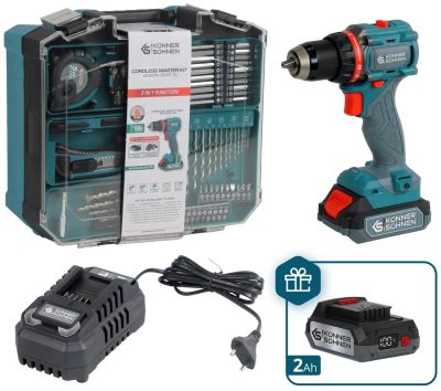 Шурупокрут-дриль ударний акумуляторний Konner&amp;Sohnen KS ID20V-60 KIT 74 PLUS 20В 2х2А·год 60Нм 0-450