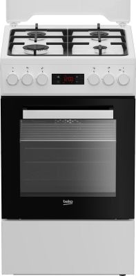 Плита Beko комбінована, 60л, 50x60см, дисплей, конвекція, чавун, білий