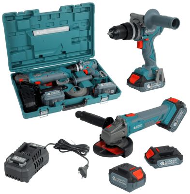 Набір із двох акумуляторних інструментів Konner&amp;Sohnen KS IDAGB 20V SET 1 20В дриль ударний, шліфмаш
