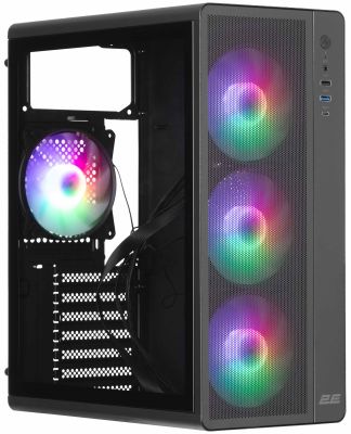 Корпус 2E GAMING Credo Plus V510B без БЖ, 1xUSB3.0, 1х USB 2.0, 1xUSB Type-C, 4x120мм RGB Rainbow, V