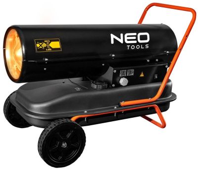 Теплова гармата дизель/гас Neo Tools, прямого нагріву, 30кВт, 420м2, 750м3/год, колеса, IPX4, чорний