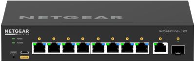 Комутатор NETGEAR M4250-9G1F-PoE+ (GSM4210PD), 8x1GE PoE+(110Вт), 1x1GE, 1xSFP, AV Line  керований L