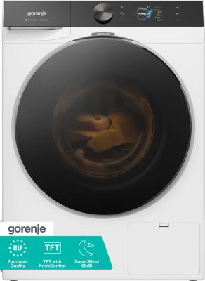 Пральна машина Gorenje фронтальна, 10кг, 1400, A+++, 60см, дисплей, пара, Wi-Fi, інвертор, білий