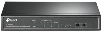 Комутатор TP-LINK TL-SF1008LP, 8x1FE (4xPoE), 41Вт, Некерований