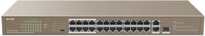 Комутатор TENDA TEF1126P-24-250W 24xFE PoE, 2xGE, 1xSFP/GE, Некерований