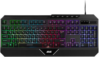 Клавіатура мембранна 2E GAMING KG315 110key, USB-A, EN/UA, RGB, чорний