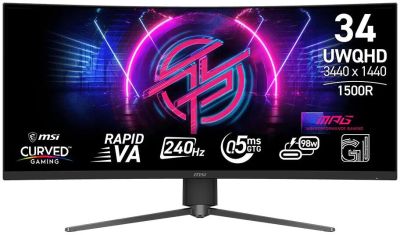 Монітор MSI 34" MPG 346CQRF X24 2xHDMI, DP, USB-C, 2xUSB, VA, 3440x1440, 21:9, 240Hz, 0.5ms, sRGB 11