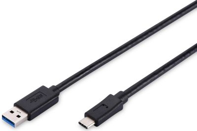Кабель DIGITUS USB-C > USB-A заряджання/синхронізації, Type-C, 1м, чорний